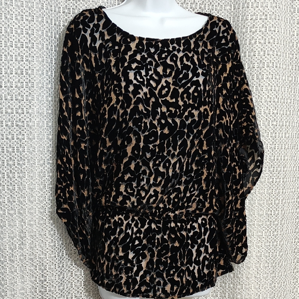 Elliott Lauren Black and Brown Animal Print Blouse